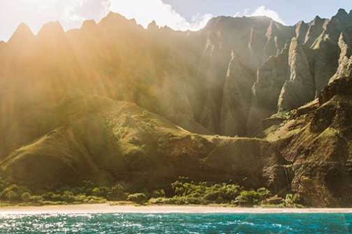 a large mountain in the background