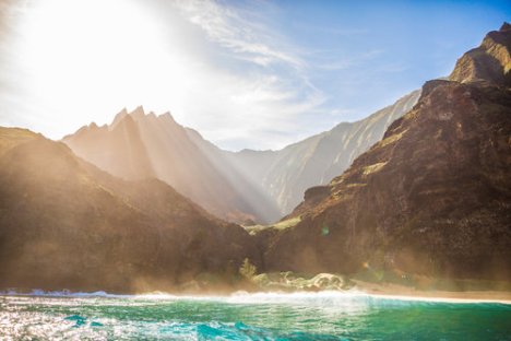 a large mountain in the background