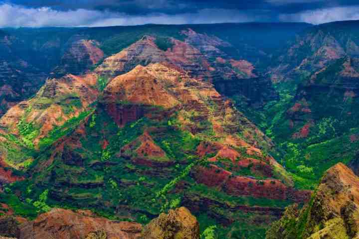 a canyon with Waimea Canyon State Park in the background