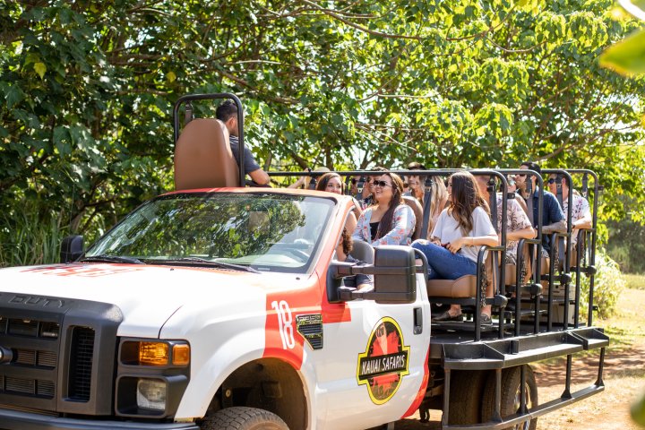 a group of people sitting around a car