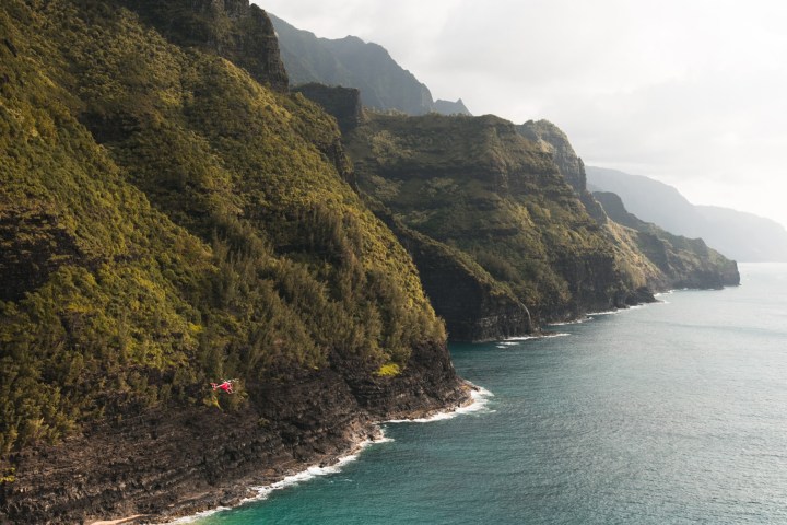 a large body of water with Keem Bay in the background