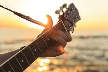 a close up of a guitar