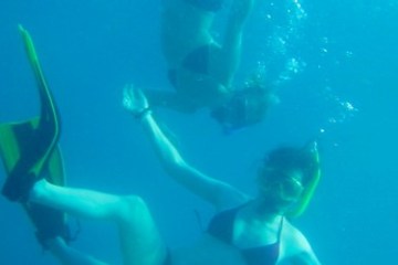 a person swimming in water