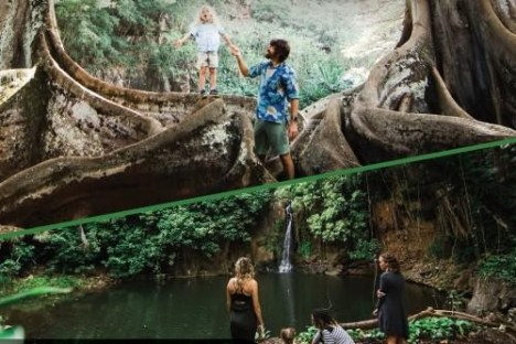 a group of people sitting at a zoo