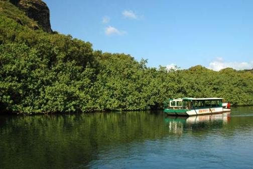 a small boat in a body of water