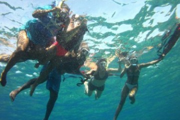 a person swimming in the water