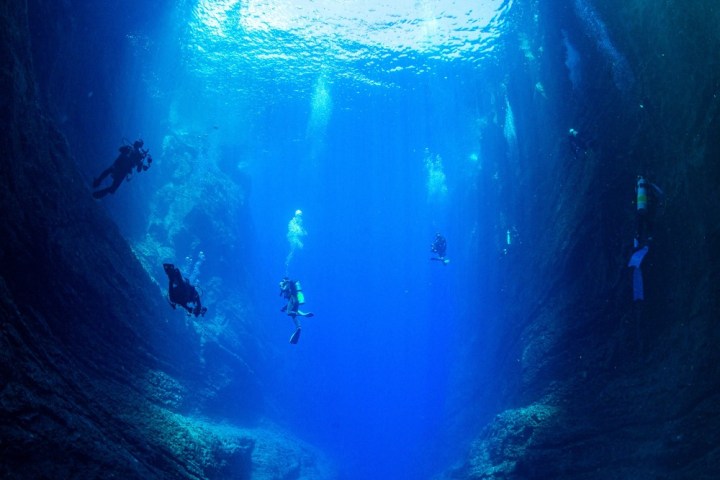 a person in a pool of water