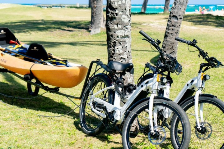 a motorcycle parked in a grassy field