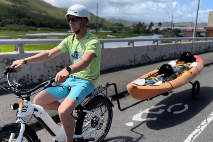 a person riding an ebike